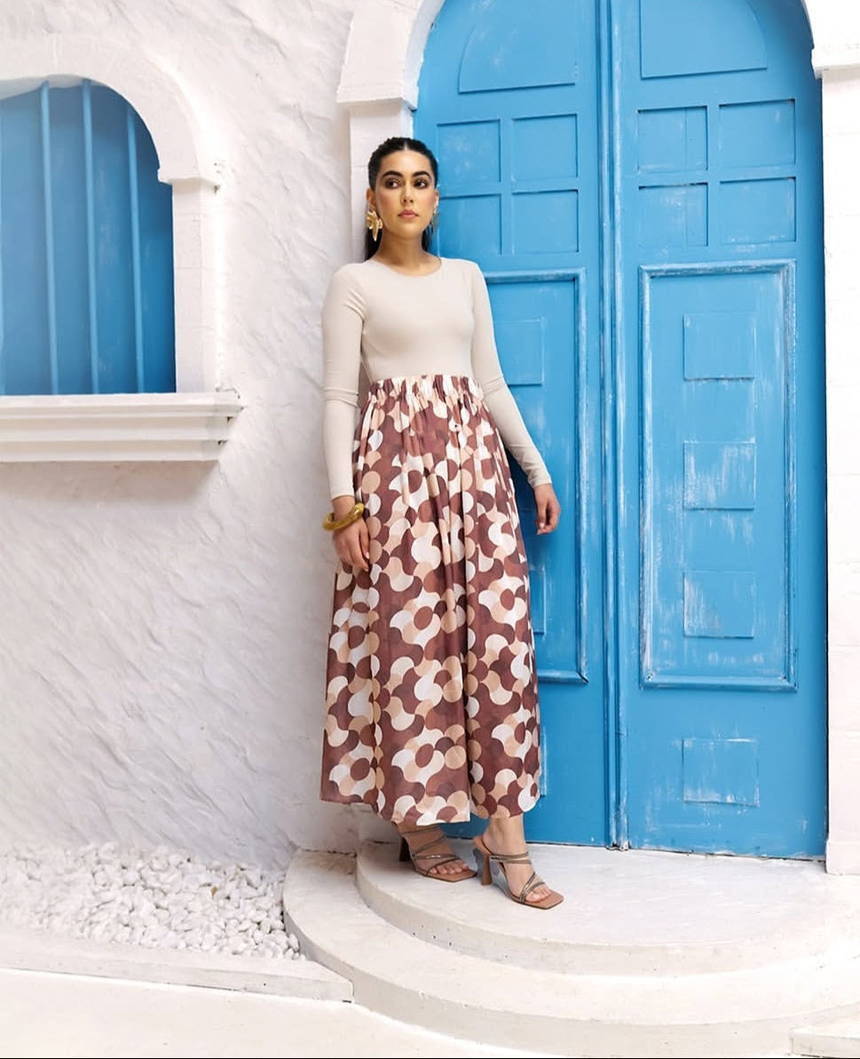 Honeycomb Print A Line Skirt