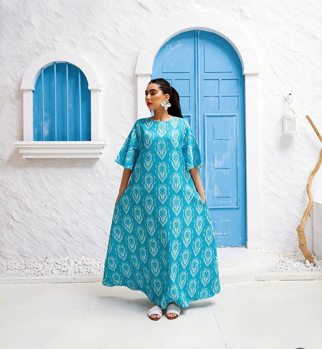 Celina Damask print dress
